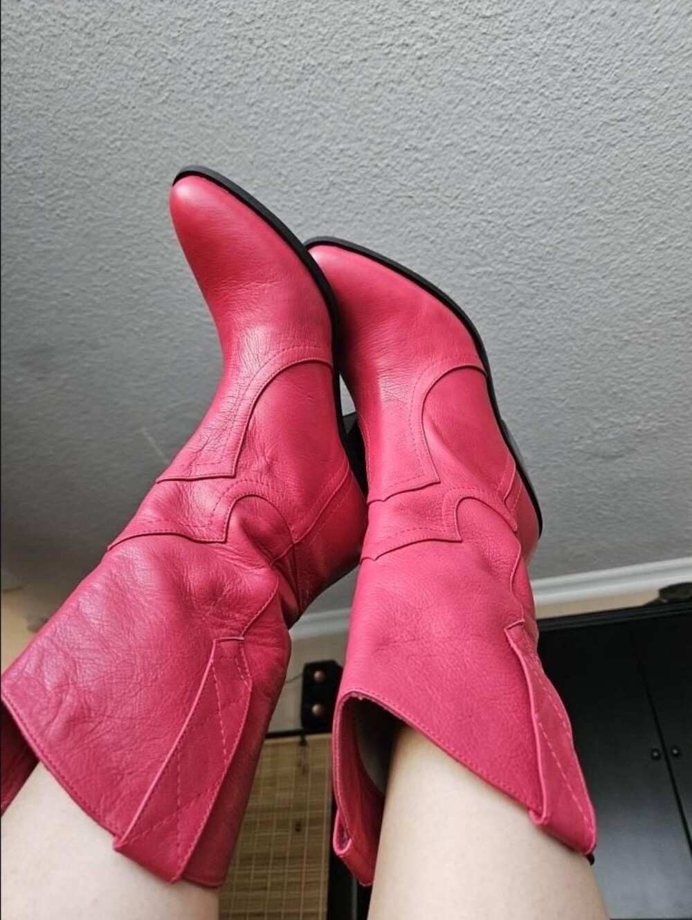 Raspberry Genuine Leather Cowboy Boots
